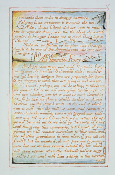 To reconcile them seeks to destroy existence..., text from The Marriage of Heaven and Hell by William Blake